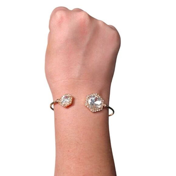 Sparkling Crystal Open Top Cuff Bangle - Picture 15 of 15